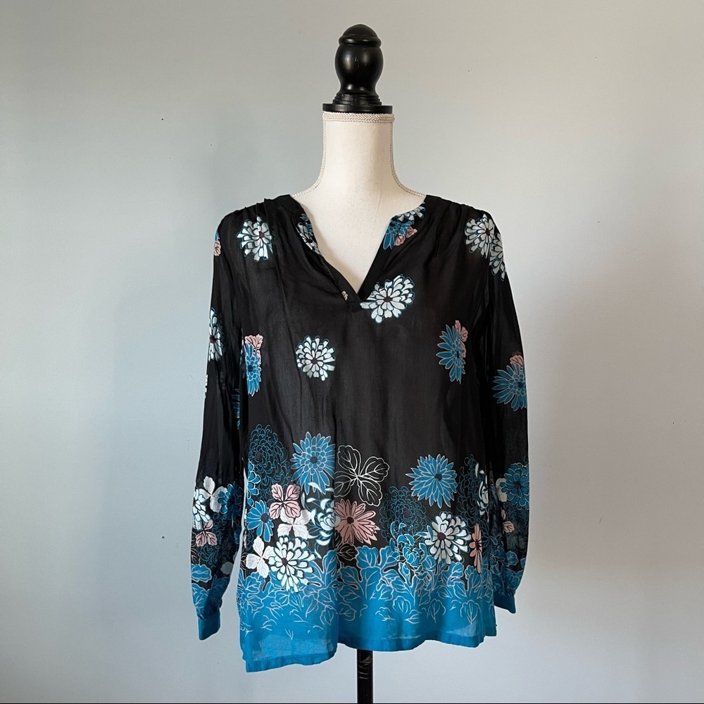 LOFT | Floral Semi Sheer Tunic Top Sz SP - Picture 2 of 7